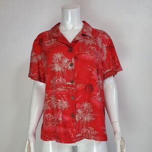 Vintage 90s Havana Jack's Cafe Red Tropical Shirt